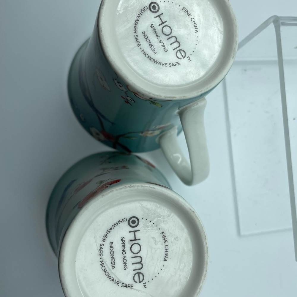 Target Home set of two coffee/tea mug cups ,Birds sitting on a 🍒 blossom tree 🌳 - Picture 4 of 4